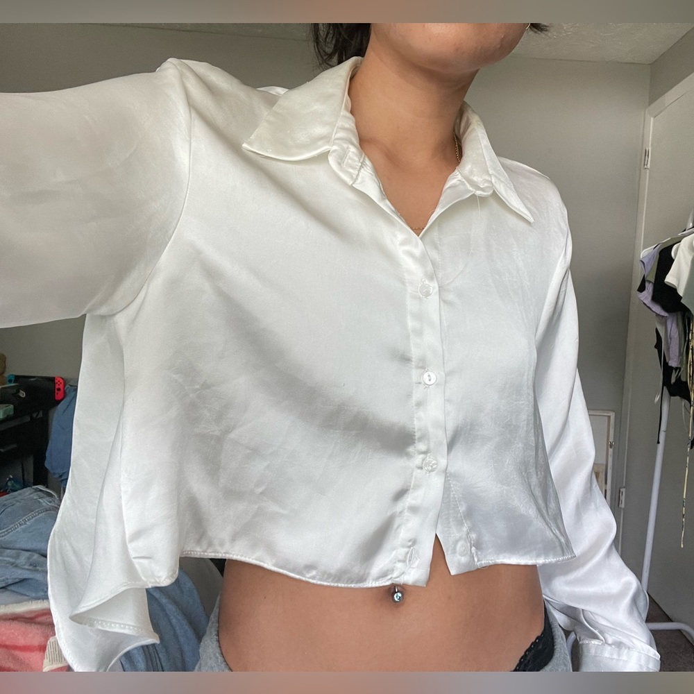 Zara satin effect long sleeve top size xs